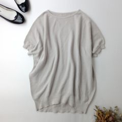 ATON エイトン サマーニット 半袖ニット コットン 鹿の子 アイボリー