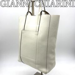 【超美品】ジャンニキアリーニ スーパーライト トートバッグ レザー 2way ホワイト 白 肩掛け 斜め掛け 軽量 通勤 A4収納 大容量 きれいめ シンプル 普段使い GIANNI CHIARINI