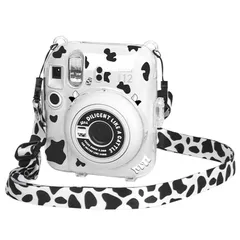 【在庫処分】Mini 12 Instax カメラ用保護クリアケース 富士フイルム クリスタルハードシェルカバー ケース ショルダーストラップ付き mini12 カメラステッカー