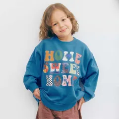 p.premier ヴィンテージファブリックフォトロゴトレーナー 長袖 キッズ スウェット トップス 裏毛素材 こども 女の子 男の子 カジュアル 通園 通学