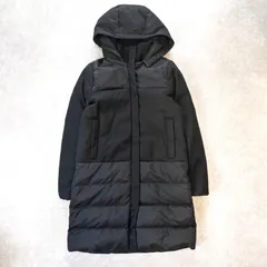 Theory セオリー 異素材切り替え フーディ ダウンコート ロング ブラック