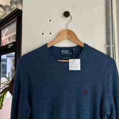 15473 - ポロ ラルフローレン ブルー ウール ニット (メリノ ウール 100%)