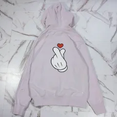 23~24AW adidas originals × DISNEY mickey アップリケ コットンパーカー フーディ スリーストライプ 指ハート ロゴ刺繍ワッペン ライトパープル L