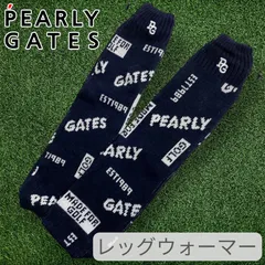 パーリーゲイツ ゴルフ 日本製 ウール混ニット ロゴジャガード 総柄 ドローコード レッグウォーマー レッグカバー ゴルフウェア レディース 053-2283110 定価1.5万 ネイビーブラック ホワイト FR ▲017▼51202w07