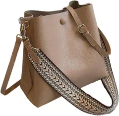 Gorcre 2way レザータッチ ショルダーバッグ レディース ベルト2点セット 斜めがけ エスニック柄 本革風 PU (ベージュ)