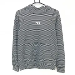 【美品】PGGパーリーゲイツ パーカー 白×黒 ボーダー フロントロゴ  レディース 1(M) ゴルフウェア PEARLY GATES