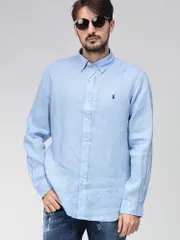 POLO RALPH LAUREN (ポロラルフローレン) 麻100％ ワンポイント ボタンダウン 長袖 シャツ