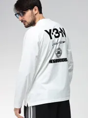 Y-3 (ワイスリー) NEIGHBORHOOD ロゴプリント クルーネック 長袖 Tシャツ