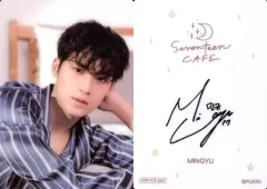 【中古】コレクションカード(男性) SEVENTEEN/MINGYU(ミンギュ)/裏面印刷サイン入り/「SEVENTEEN CAFE 2021 ～PAJAMA PARTY～」事前予約特典カフェオリジナルカード