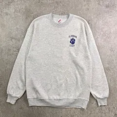 90年代 USA製 JERZEES ワンポイント企業ロゴ刺繍 ボーダー スウェットシャツ メンズM相当 