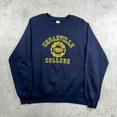 80年代 USA製 Velva Sheen ベルバシーン CEDARVILLE COLLEGE カレッジプリント ラグランスウェットシャツ メンズL相当 
