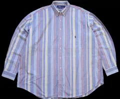 90s ラルフローレン The Big Shirt ランダムストライプ ボタンダウン オックスフォード コットンシャツ XXL★特大 オールド ビッグサイズ