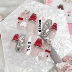 ネイルチップ ┋ ネイルチップオーダー ┋ 現品 ┋ 既製品 ┋ 赤ネイル ┋ ちゅるんネイル ┋ リボンネイル ┋ リボンパーツ ┋埋めつくし ┋ ツイードネイル ┋ フレンチ ┋ 冬ネイル ┋ クリスマス ┋ デート ┋ 成人式 ┋ オタク ┋ スナ系