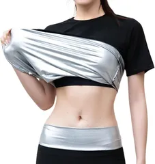 Gorcre サウナスーツ 半袖 Tシャツ レディース 大きいサイズ インナー 発汗 トレーニング ウェア 伸縮 ストレッチ 洗濯可 (ブラック,  3XL)