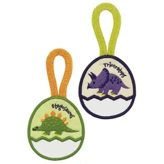 ダイナソー ループ付ワッペン 2個セット アイロン接着 DINOSAURS PICTURE BOOK エッグ 恐竜 スケーター