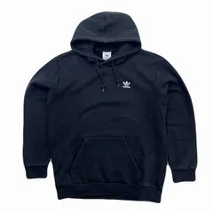 アディダス メンズ XL パーカー スウェット ブラック 黒 トレフォイルロゴ 胸ロゴ シンプル ストリート