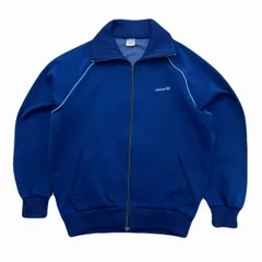 アディダス トラックジャケット メンズ Lサイズ ネイビー ビンテージ 80s ジャージトップ 濃紺 デサント扱い