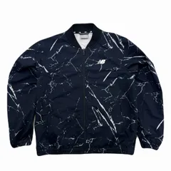 ニューバランス ジップアップ ブルゾン メンズ Sサイズ ブラック ペンキ柄 スポーツ ウィンドブレーカー