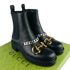定価30万☆GUCCI☆2回のみ使用☆伝統的乗馬ブーツ牛革スクエアトウ37