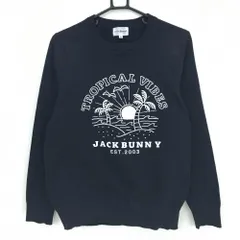 【美品】ジャックバニー セーター ネイビー×白 ヤシの木プリント メンズ 4(M) ゴルフウェア Jack Bunny