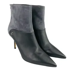 新品未使用★JIMMY CHOO★ジミーチュウ・レディース レザー切替し メタルJC付き バックジップ ショートブーツ ブーティ(38)イタリア製 レディースブーツ ブーツ 冬物 カジュアル オシャレ ブランド