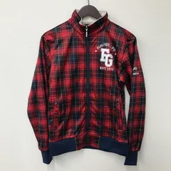 M11083 【FILA GOLF】 フィラ ゴルフ チェック柄 M ジャケット 裏起毛 フリース メンズ レッド フルジップ 刺繡ロゴ 秋冬 ウェア 防寒