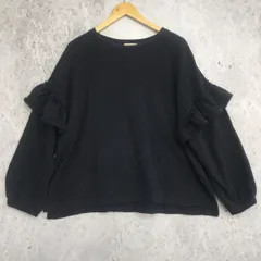 Samansa Mos2 サマンサモスモス 長袖 肩フリル トップス ブラック Fサイズ 〇□