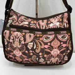 6948　LeSportsac　レスポートサック　　肩がけ　斜めがけ　紐調節可能 ワンショルダー　肩がけ　斜めがけ　クロスボディ ポケット多数　多機能　機能的　ナイロン　軽量　シンプル　カジュアル 総柄　ペイズリー柄　ブラウン系　茶系
