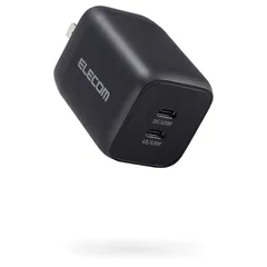 エレコム 充電器 Type-C 2ポート 65W USB PD対応 PPS対応 QC3.0対応 Magsafe3対応 折りたたみ式プラグ 【 iPhone16 15 iPad Macbook Air/Windows PC など対応】 ブラック EC-AC4 1