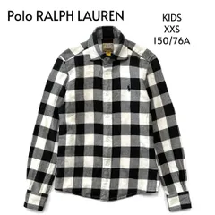 キッズ Polo RALPH LAUREN ポロラルフローレン CLASSIC FIT チェックネルシャツ スモールポニー コットン 長袖 XXS 150/76A ブラック×ホワイト ★M109