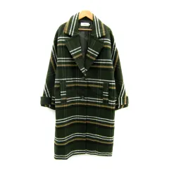 アズールバイマウジー AZUL by moussy チェスターコート ロング丈 チェック柄 S 緑 グリーン /SY36