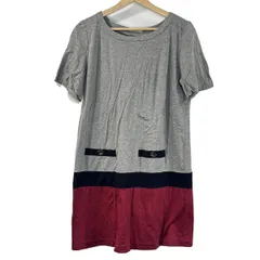 Rose Tiara(ローズティアラ) ワンピース サイズ42 L レディース美品  - グレー×ボルドー×ダークネイビー 半袖/ひざ丈