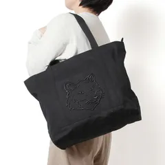25AWモデル メゾン キツネ MAISON KITSUNE レディース フォックス ヘッド ラージトート【P199 BLACK】 LW05104WW0107 P199/【2025-26AW】l-bag