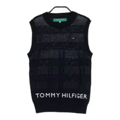 サイズ：M TOMMY HILFIGER GOLF トミー ヒルフィガーゴルフ  ニットベスト ボーダー柄 ブラック系 [240101581302] ゴルフウェア レディース ストスト