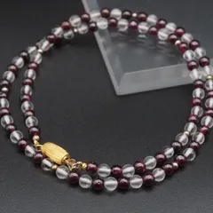 J849 ガーネット 水晶 ネックレス ゴールド デザイン 1月誕生石