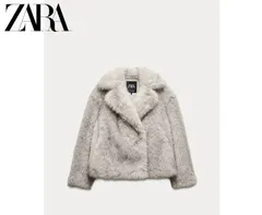 ZARA ホワイトファーショートジャケット Lサイズ ZARA ホワイトファーショートジャケット Lサイズ