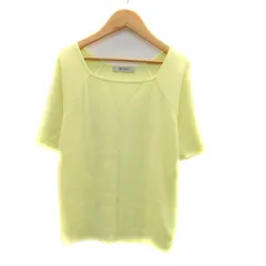 ナノユニバース nano universe ニット カットソー リブ スクエアネック 五分袖 無地 38 黄色 イエロー /HO16