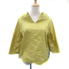 ナノユニバース nano universe ブラウス カットソー 七分袖 Vネック 無地 オーバーサイズ F マスタードイエロー /YK36
