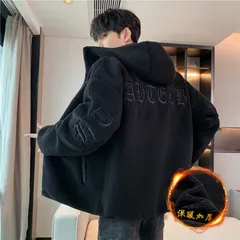 フリースジャケット ボアジャケット メンズ フリースコート ボア ジャケット もこもこ アウター 大きいサイズ ゆったりブラック