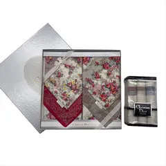 未使用保管品 Christian Dior ディオール フラワー 綿 コットン ハンカチーフ 5枚 セット メンズ　レディース ブランド 小物 ギフト c187