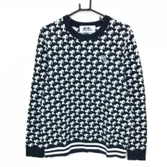 【美品】パーリーゲイツ×PEANUTS セーター ネイビー×白 スヌーピー総柄 ニット メンズ 4(M) ゴルフウェア PEARLY GATES