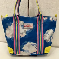 6954　Cath Kidston　キャスキッドソン トートバッグ　ハンドバッグ　手提げ 総柄　空　雲　かもめ　軽量　 ビニール　異素材