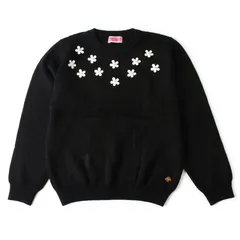 27982 kate spade new york ケイトスペード 花コサージュ 長袖ニット セーター キッズ 子供服 黒 ブラック 130〜140