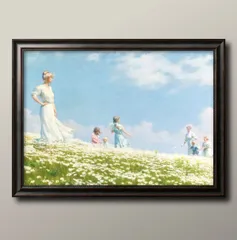 00615チャールズ コートニー カラン A Breezy Day. A3 サイズ ポスター アート おしゃれ 絵画 インテリア 北欧 イラスト マット紙 艶消し アートパネル 額 フレーム デザイン 壁掛け ギフト 新築祝い ディスプレイ