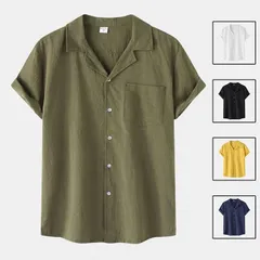 半袖シャツ メンズ カジュアルシャツ 開襟シャツ 涼しい 綿麻シャツ 通気 冷感 通勤 通学 ゆったり お兄系 夏