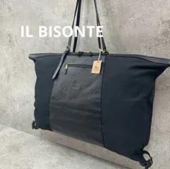【美品】IL BISONTE イルビゾンテ  2WAY  ボストンバッグ キャンディバッグ ショルダーバッグ　大容量 牛革 キャンバス