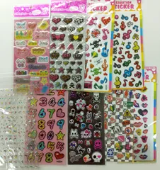 シール　９点セット　シール　まとめ売り　ぷくぷく　ぷっくり　ギャル　ヒョウ柄　平成レトロ　ステッカー　立体シール