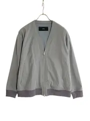 未使用 AKM  L グレー POLYESTER POPLIN DROP ZIP CARDIGAN　ドロップジップカーディガンのサムネイル