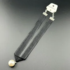 【新品】アクセサリー ネックレス チョーカー フェイク パール 揺れる ホワイト×ブラック 可愛い シンプル◆