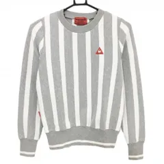 ルコックゴルフ トレーナー グレー×白 ストライプ ロゴレッド 微起毛 レディース M ゴルフウェア le coq sportif
